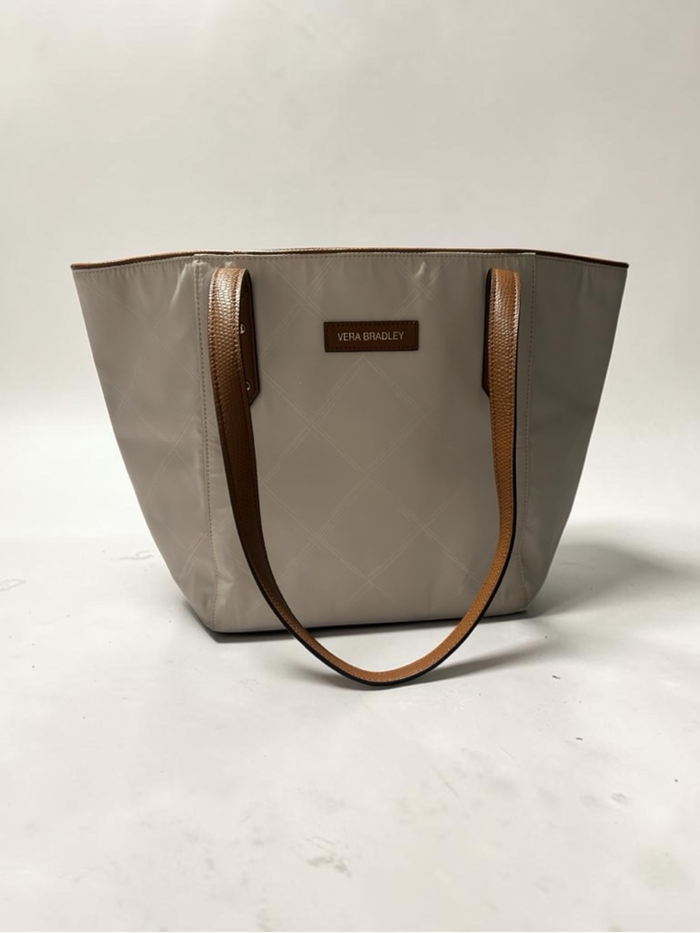 Vera Bradley Beige Tote with Brown Straps
